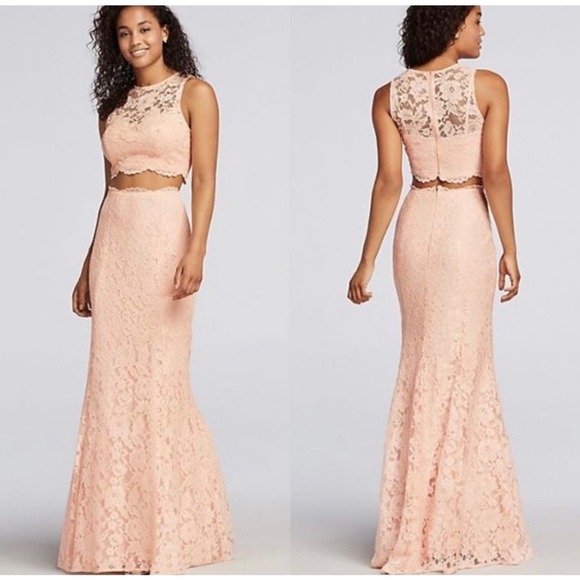 Xscape lace two piece prom dress bridesmaid formal gown sz 6 petite - Picture 1 of 8